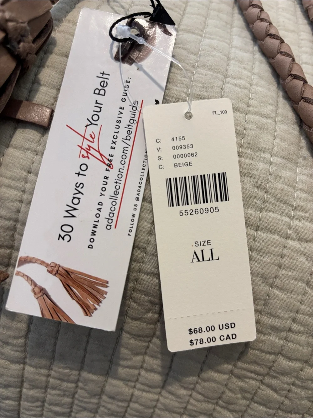 Ada Braided Tassel Tie Belt - Mauve Taupe